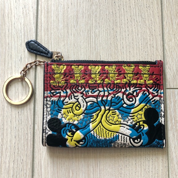 Coach Disney Mickey Mouse x Keith Haring Mini Skinny Id Case - Picture 1 of 7